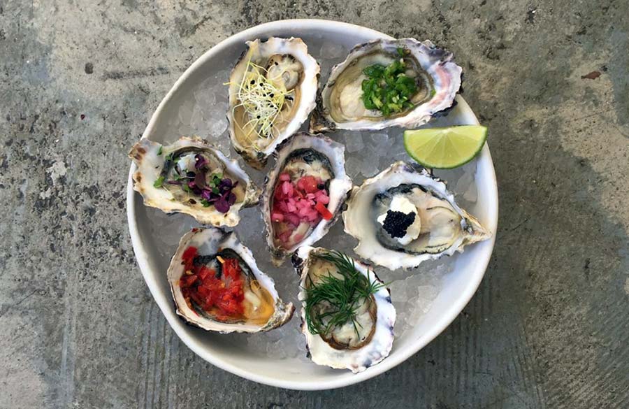 Oysters with toppings